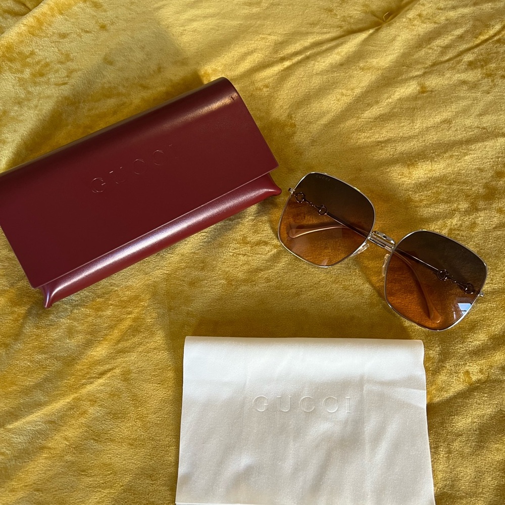 Gucci Gold Frame Sunglasses with Brown Lenses